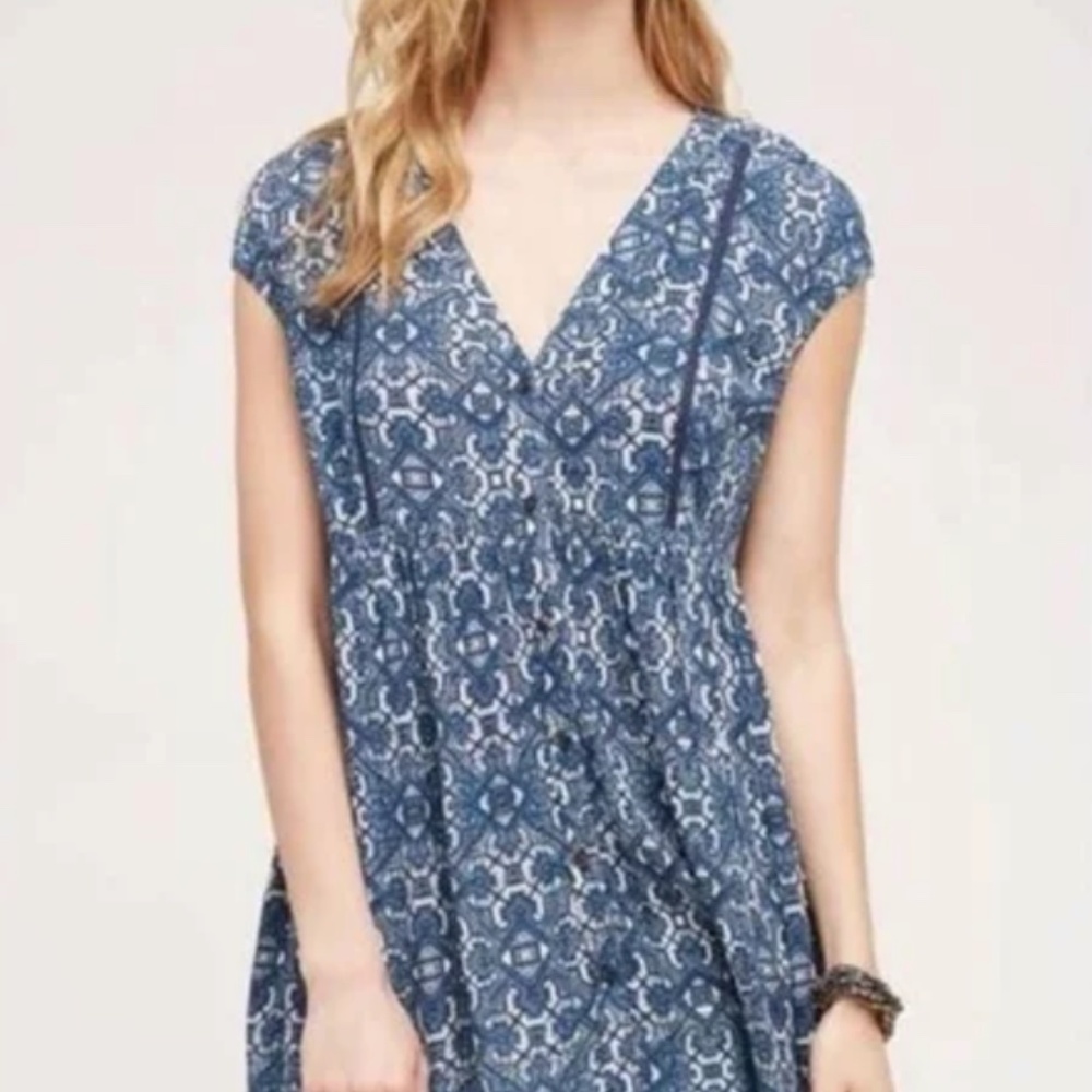 Vanessa Virginia Ladder Tunic Blue Anthropologie | Size XS